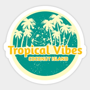 Tropical Vibes On Coconut Island Sticker